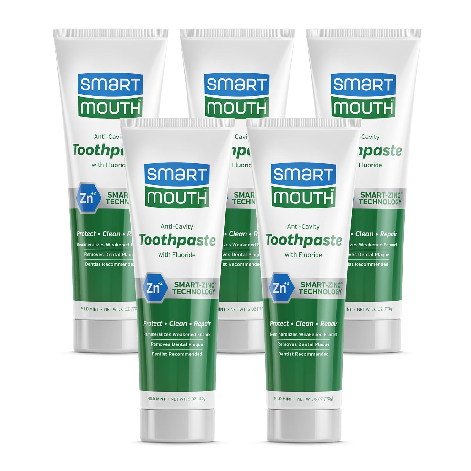 Smart Mouth Whitening Toothpaste With Fluoride Clean Mint 6 Oz(Pack Of 5)