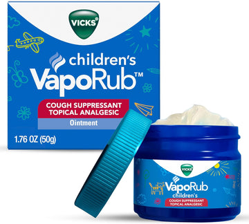 Vicks Children'S Vaporub, Topical Cough Suppressant And Analgesic, Relieves Coughs And Minor Aches And Pains, Clinically Proven, Starts Working In Minutes For Fast Relief, For Children Ages 2+, 1.76Oz