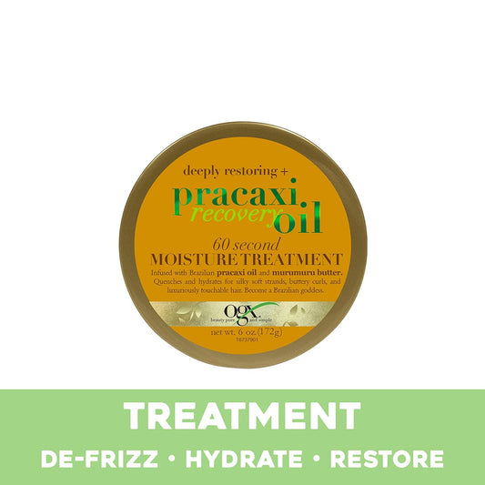 Ogx Deeply Restoring + Pracaxi Recovery Oil Antifrizz Deep Conditioning Inshower Moisture Treatment With Murumuru Butter Sulfatefree Surfactants Hair Mask To Nourish Restore, 6 Ounce