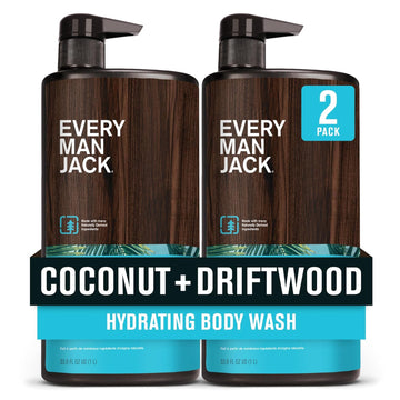 Every Man Jack Men’S Hydrating Body Wash For All Skin Types - Cleanse And Hydrate Skin With Naturally Derived Marine Extracts, Coconut Oil, And A Sea Minerals + Citron Scent - 33.8 Fl. Oz. - 2 Bottle