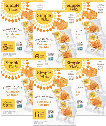 Simple Mills Almond Flour Crackers, Farmhouse Cheddar Snack Packs - Gluten Free, Healthy Snacks, 4.9 Ounce (Pack of 6)