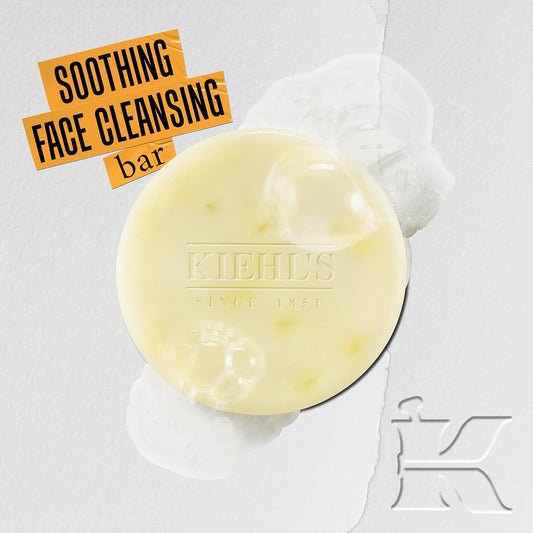 Kiehl'S Calendula Concentrated Facial Cleansing Bar, Calming & Soothing Soap Cleanser For Normal To Oily Skin, Visibly Reduces Redness, Travel-Friendly, Biodegradable Skincare - 3.5 Oz