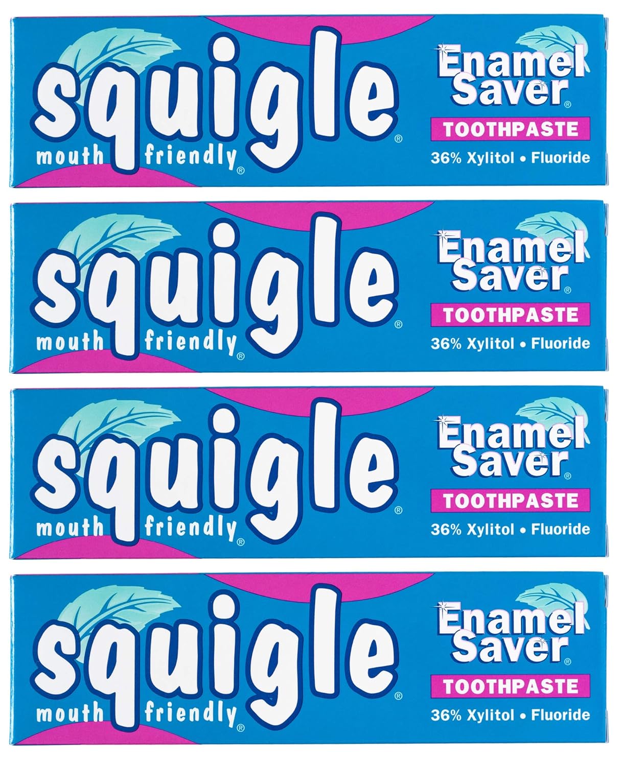 Squigle Enamel Saver Toothpaste (Canker Sore Prevention & Treatment) Prevents Cavities, Perioral Dermatitis, Bad Breath, Chapped Lips - 4 Pack