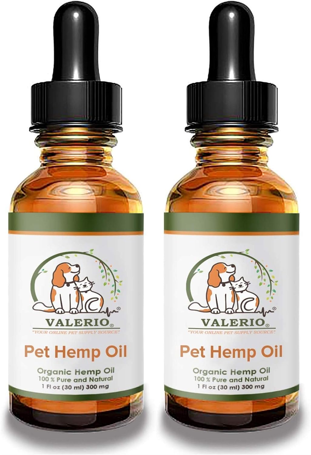 Valerio Pets Hemp Oil for Dogs and Cats - 1 Oz - Hemp Oil Drops with Omega Fatty Acids - Hip and Joint Support and Skin Health (2 Pack - 2 x 1 Oz)