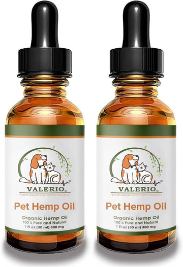 Valerio Pets Hemp Oil for Dogs and Cats - 1 Oz - Hemp Oil Drops with Omega Fatty Acids - Hip and Joint Support and Skin Health (2 Pack - 2 x 1 Oz)