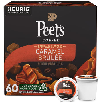 Peet’s Coffee, Flavored Coffee K-Cup Pods for Keurig Brewers - Caramel Brûlée, 60 Count (6 boxes of 10 pods), Light Roast