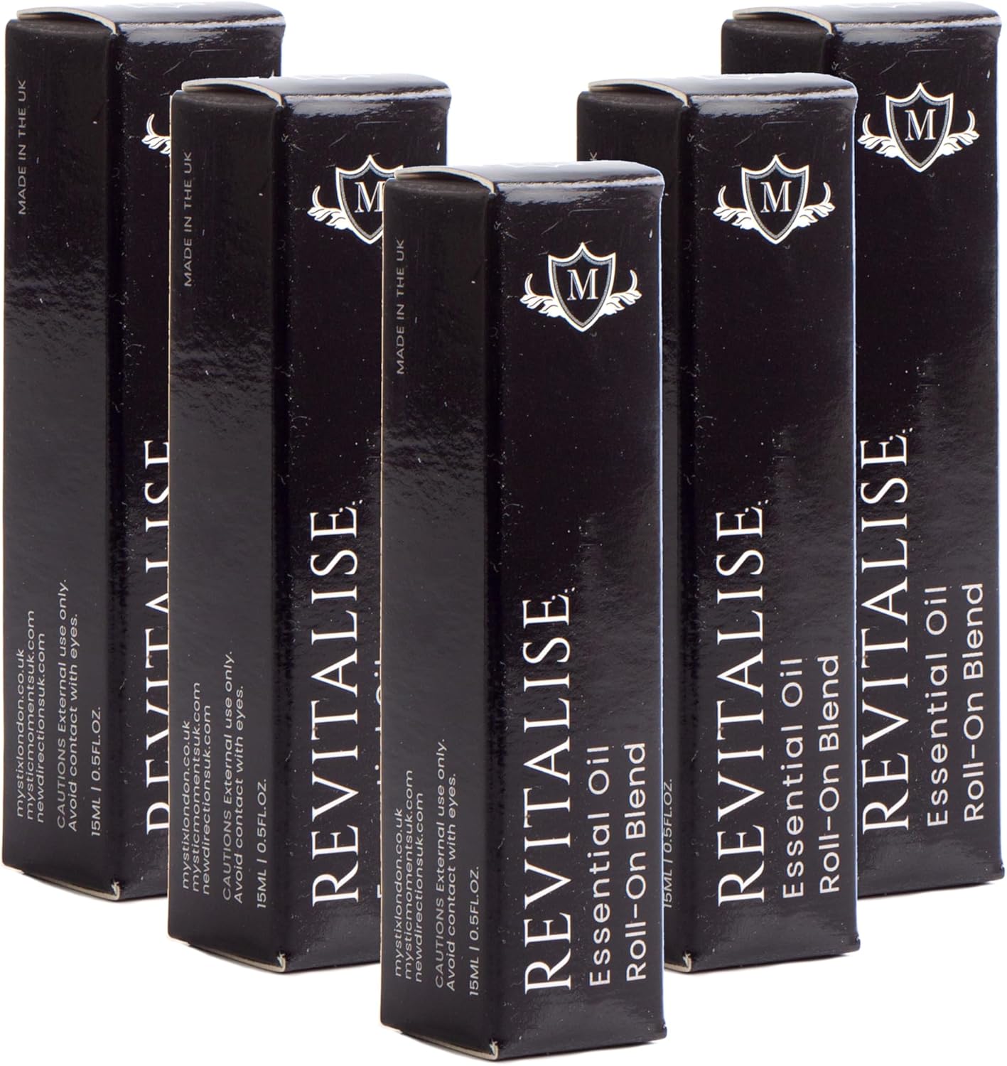 Mystix London | Revitalise Essential Oil Roll-On Blend 5 Pack - 5 X 15Ml | Perfect As A Gift | Handmade In Uk