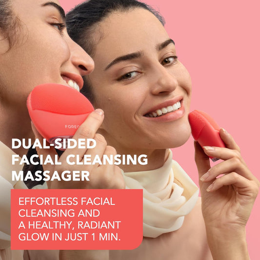 Foreo Luna 4 Mini Facial Cleansing Brush & Face Massager - Premium Face Brush - Enhances Absorption Of Skin Care Products - Simple Face Care Travel Accessories - For All Skin Types - Coral