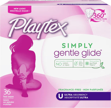 Playtex Simply Gentle Glide Tampons, Ultra Absorbency, Fragrance-Free - 36Ct