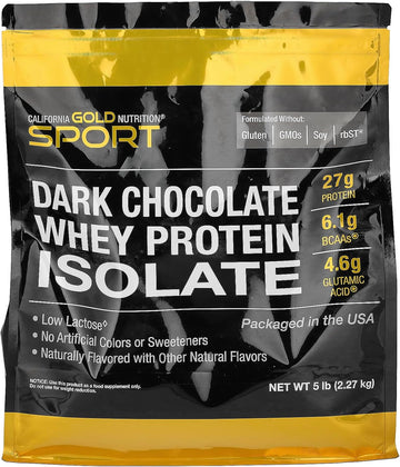 California Gold Nutrition Sport, Dark Chocolate Whey Protein Isolate, 5 Lb (2.27 Kg)