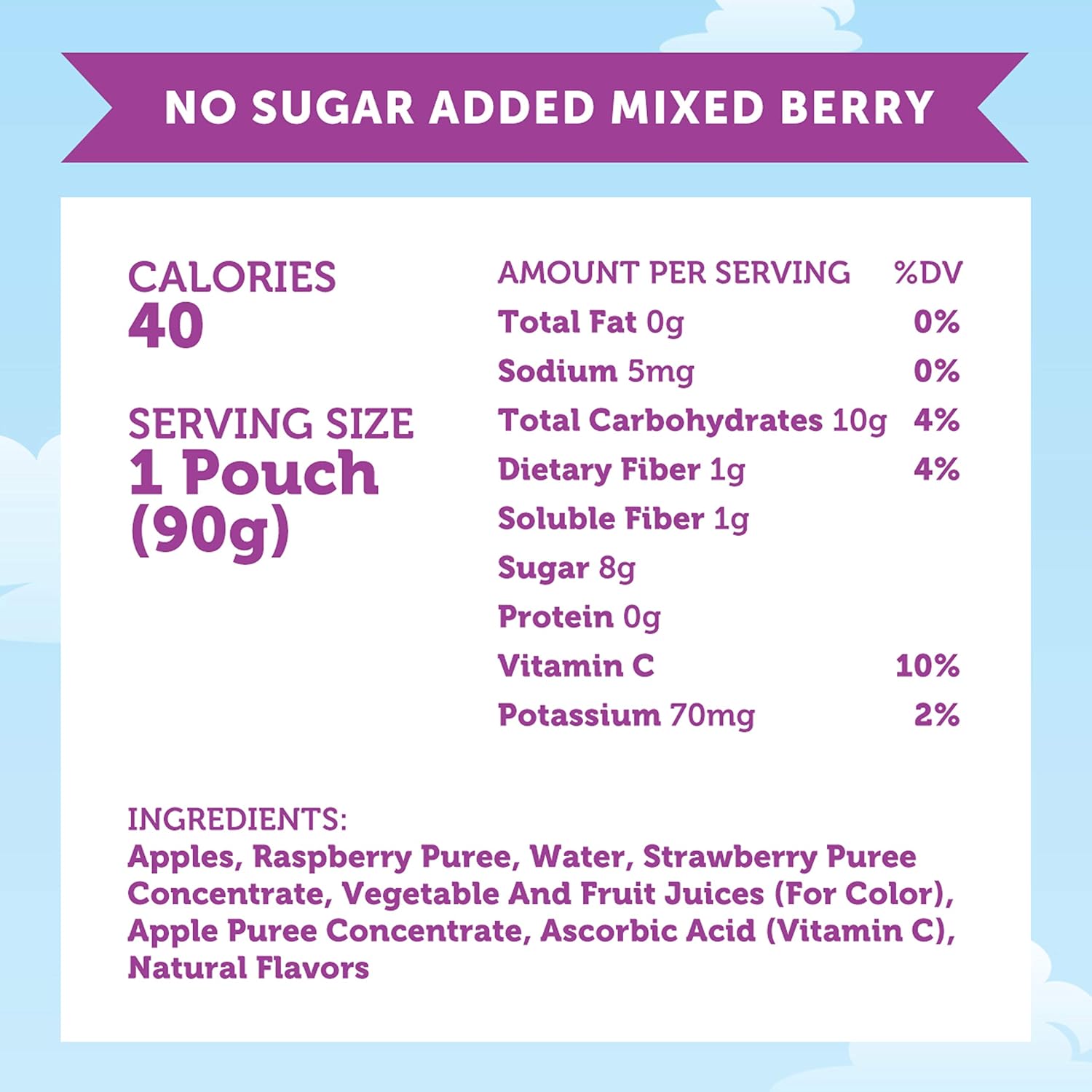 Mott'S No Sugar Added Mixed Berry Applesauce, 3.2 Oz Clear Pouches, 48 Count (4 Packs Of 12), Good Source Of Vitamin C, No Artificial Flavors