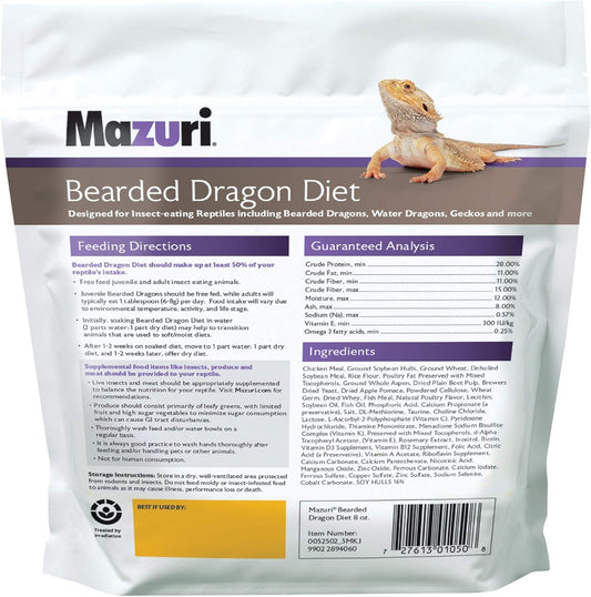 Mazuri | Bearded Dragon Food - Insect Portion Of A Complete Diet | 8 Ounce (8 Oz) Bag