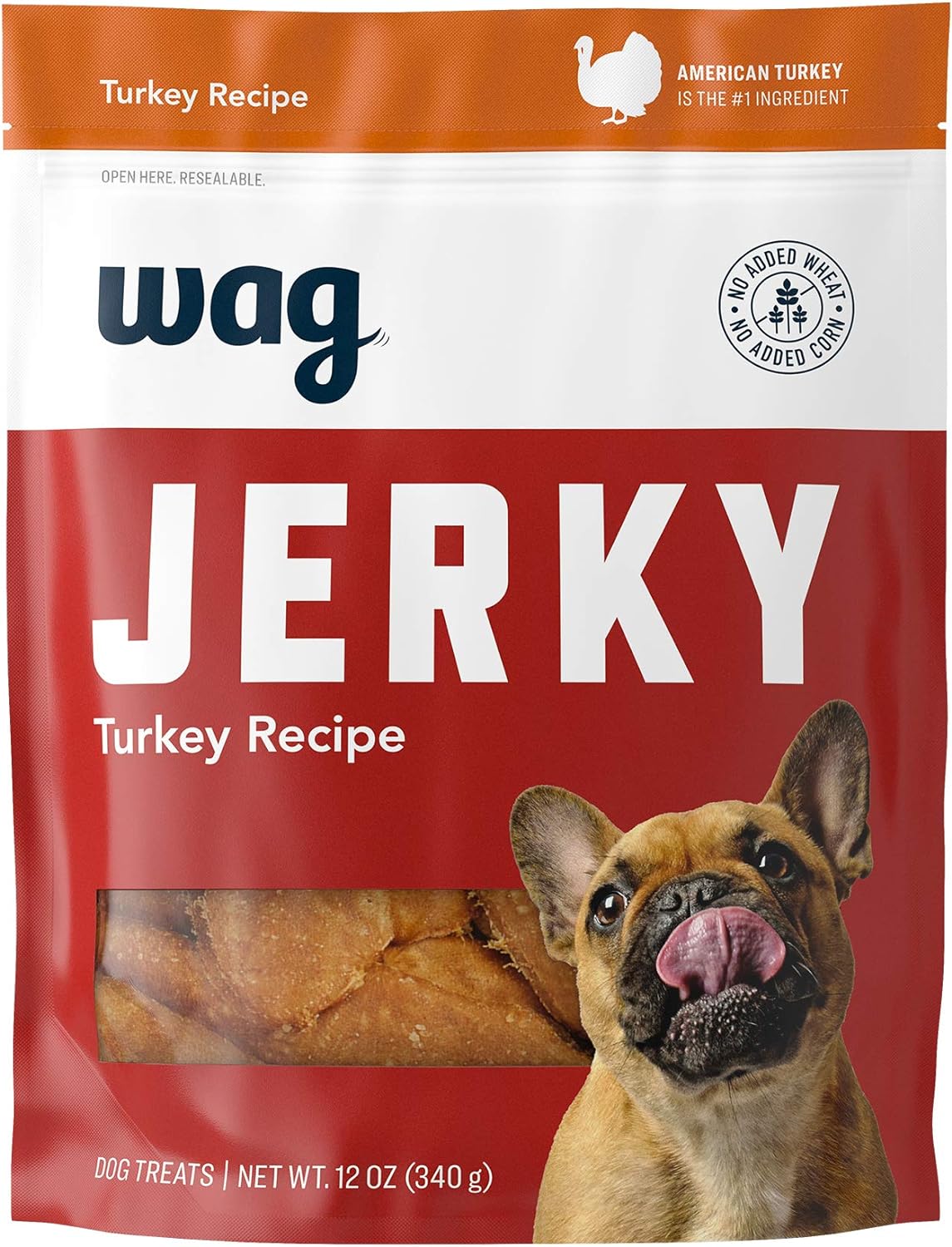 Amazon Brand - Wag Soft & Tender American Jerky Dog Treats – Turkey Recipe (12 oz)