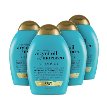 Ogx Renewing And Cold-Pressed Argan Oil Of Morocco Hydrating Shampoo, To Help Moisturize, Soften & Strengthen Hair, Paraben & Sulfate Free Surfactants, Floral, 52 Oz, Pack Of 4