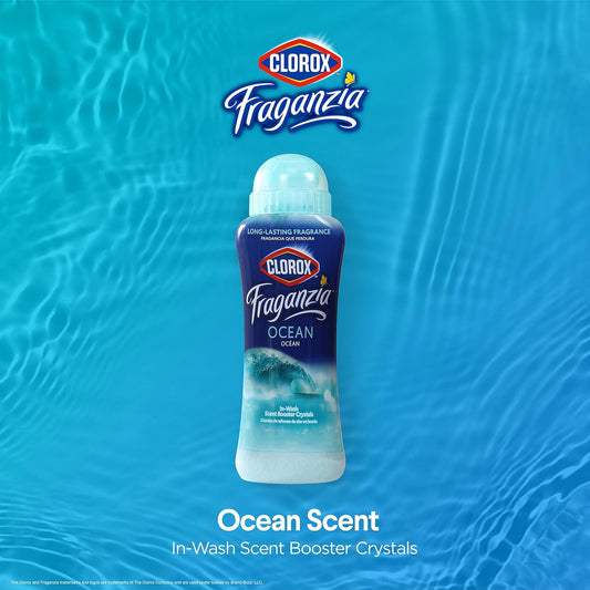 Clorox Fraganzia In-Wash Scent Booster Crystals in Ocean Scent, 18 Oz Twin Pack | Laundry Scent Booster Crystals | In-wash Scent Booster for Fresh Laundry in Ocean Scent 18 Ounce Twin Pack, 36oz