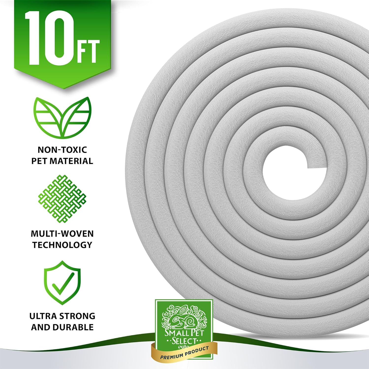 Small Pet Select Heavy Duty Cord Cover - White, 10ft - Ultra Durable Electrical Cable and Wire Protector for Rabbits, Dogs, Cats and Other Pets - Cord Management and Animal Protection : Pet Supplies