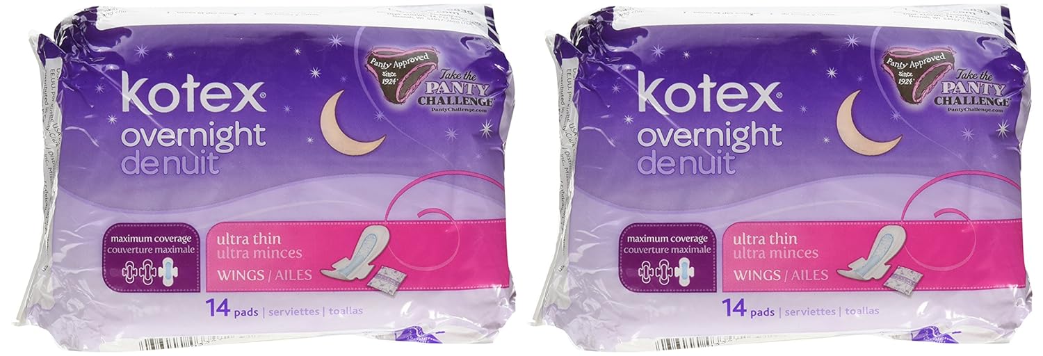 Kotex Overnight Ultra Thin Maximum Coverage with wings 28ct - Most coverage with Leak Lock core absorbs fluid quickly and locks it deep in the pad to keep you dry and protected !!!