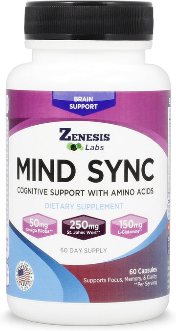 Zenesis Labs Mind Sync - 60 Capsules With Ginkgo Biloba, St John'S Wart & L-Glutamine - Please Read Reviews