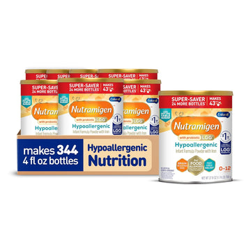 Nutramigen Hypoallergenic Baby Formula, Lactose Free, Colic Relief From Cow'S Milk Allergy Stars In 24 Hours, Brain Building Omega-3 Dha, Probiotic Lgg For Immune Support, 27.8 Oz, Pack Of 8