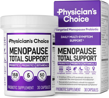 Physician'S Choice Menopause Probiotic Supplement For Women - Supports Hormone Balance, Hot Flashes, Night Sweats, Weight Management, Bloating & Gut Health - With Black Cohosh, Resveratrol+ - 30Ct