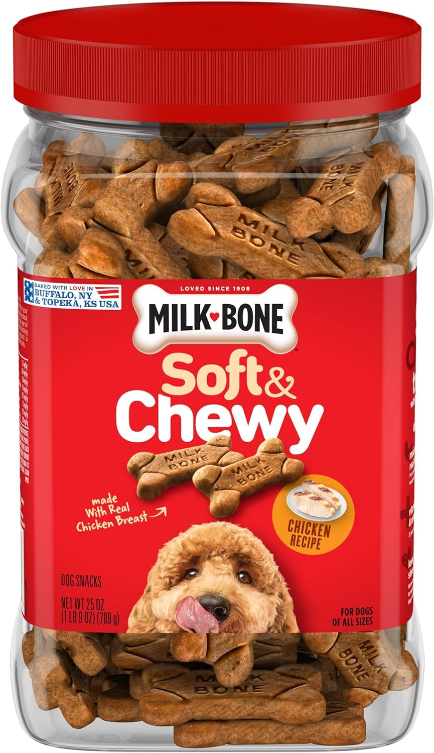 Milk-Bone Soft & Chewy Dog Treats, Chicken Recipe, 25 Ounce Made With Real Chicken Breast