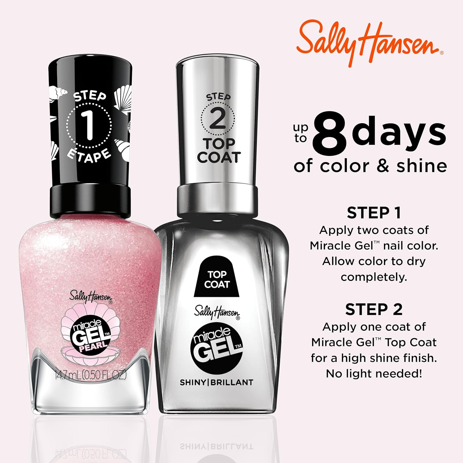 Sally Hansen Miracle Gel™, Pearls Pink Sand, Long Lasting, Gel-Like Formula, No UV Lamp Needed, Pink Nail Polish : Beauty & Personal Care