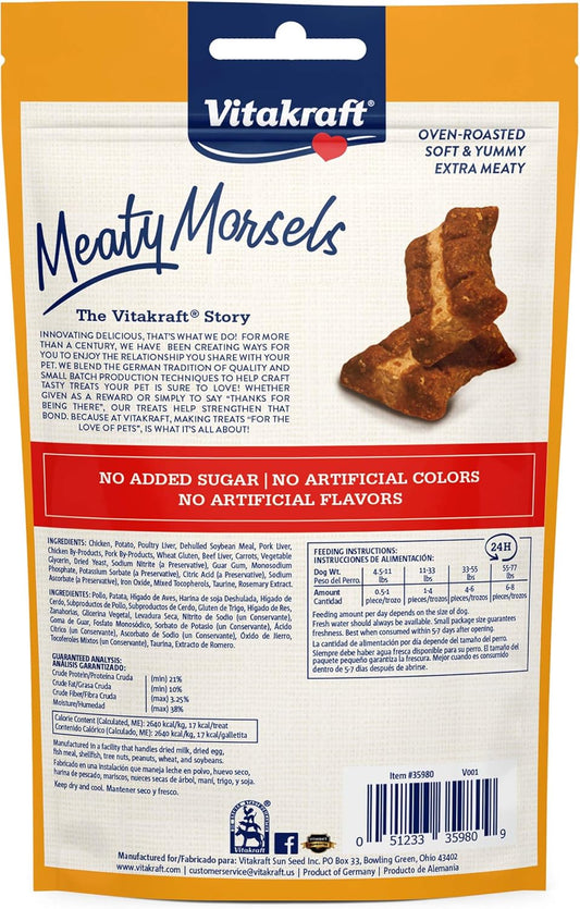 Vitakraft Meaty Morsels Treats For Dogs - Chicken With Beef And Carrots - Super Soft Dog Treats For Training - Two Layers Of Gently Oven-Baked Meaty Goodness