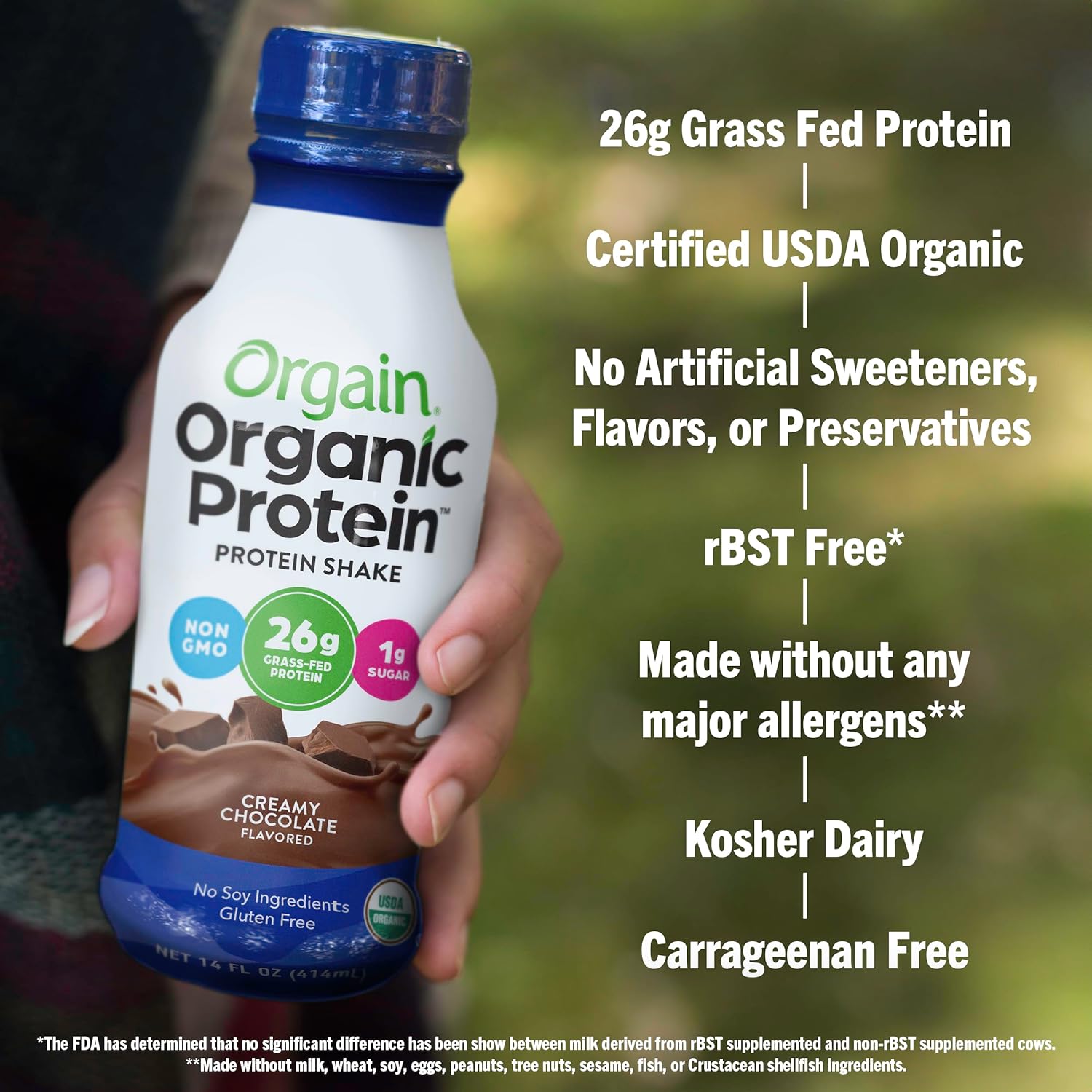 Orgain Organic Protein Shake, Grass Fed Dairy, Creamy Chocolate - 26g Whey Protein, Meal Replacement, Ready to Drink, Gluten Free, Soy Free, No Sugar Added, 14 Fl Oz (Pack of 12) (Packaging May Vary) : Grocery & Gourmet Food