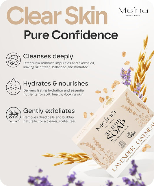 Meina - Organic Soap With Lavender And Poppy Seed (1 X 110 G) 100% Natural, Vegan, Handmade Bio Soap - Body Care And Facial Care