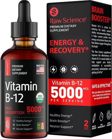 Vitamin B12 Liquid Drops Sublingual 5000Mcg, Methyl & Methylcobalamin Supplements For Women And Men, Mood & Energy Booster, Methylated B 12 For Metabolism & Health Support, Maximum Absorption Formula