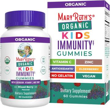 Maryruth Organics Kids Immune Support Gummies | Usda Organic | Vitamin C, Zinc, And Elderberry Gummies For Kids| Immune Support For Kids Ages 4+ | Vegan | Non-Gmo | Gluten Free | 60 Count