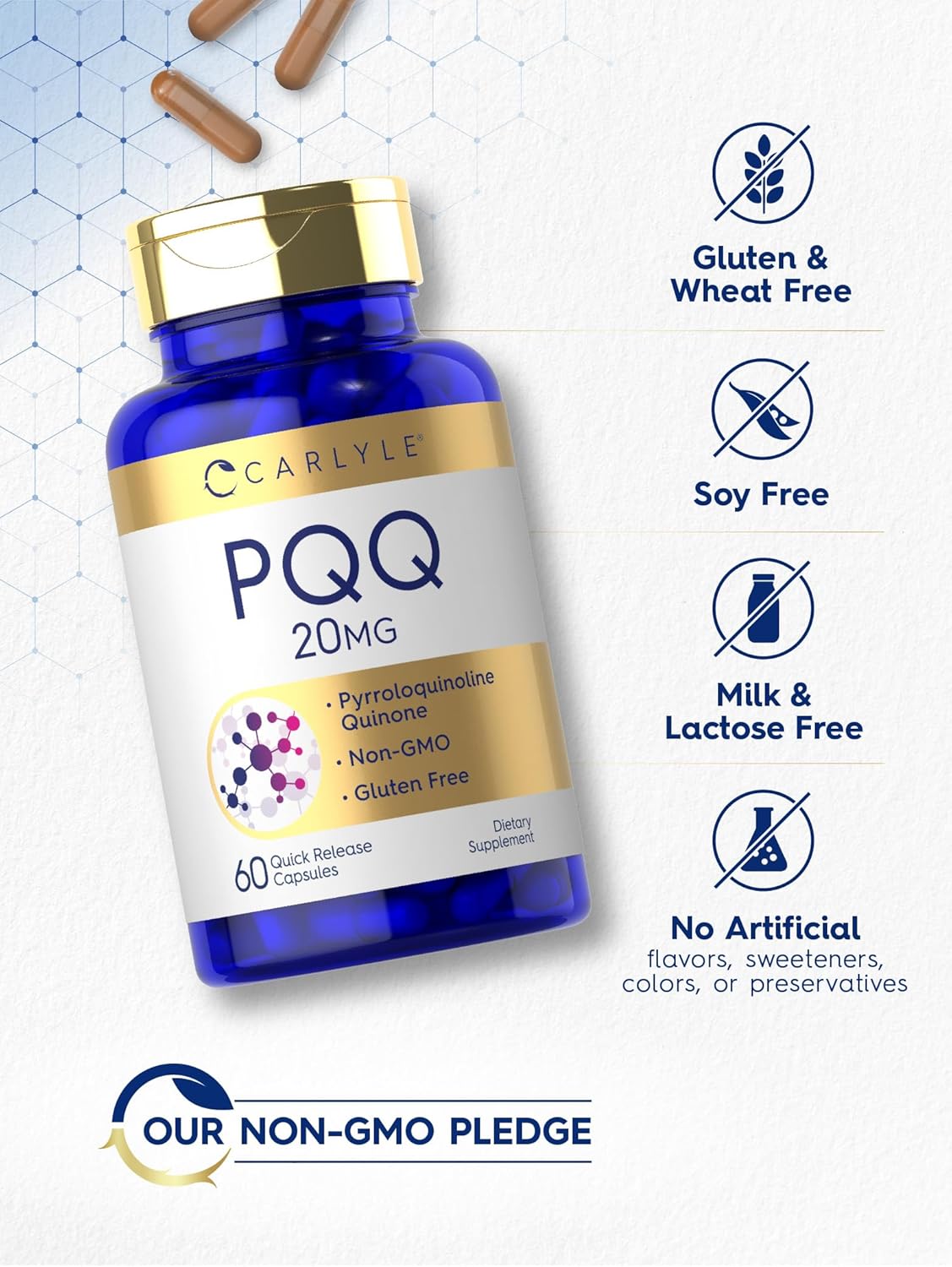 Carlyle PQQ Supplement 20 mg | 60 Capsules | Non-GMO and Gluten Free : Health & Household