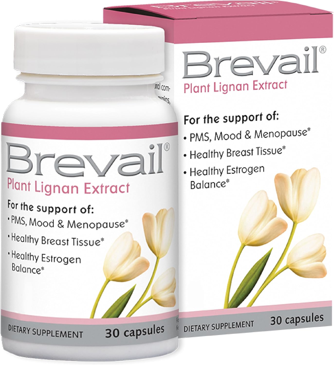 Brevail Plant Lignan Extract Capsules, Proactive Breast Health Supplement with 50 mg SDG Lignans from Flax Seed Hulls for Healthy Estrogen Balance & PMS Mood Support Pills, 30 Count