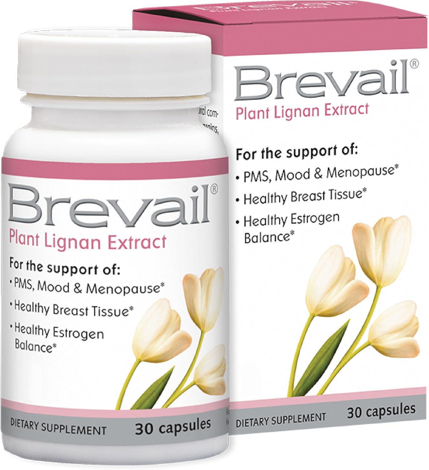 Brevail Plant Lignan Extract Capsules, Proactive Breast Health Supplement With 50 Mg Sdg Lignans From Flax Seed Hulls For Healthy Estrogen Balance And Pms Mood Support Pills, 30 Count