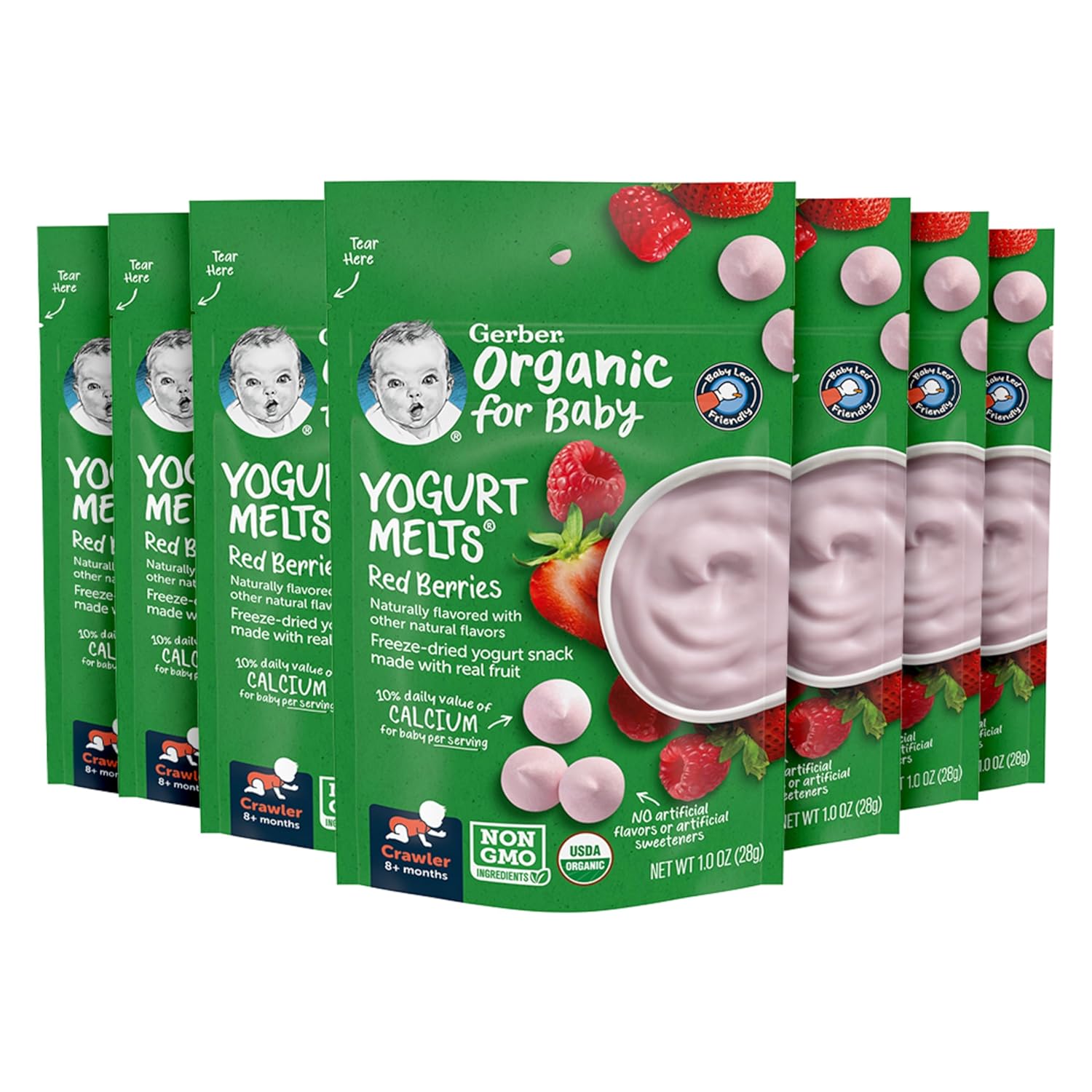 Gerber Baby Snacks Organic Yogurt Melts, Red Berries, 1 Ounce (Pack Of 7)
