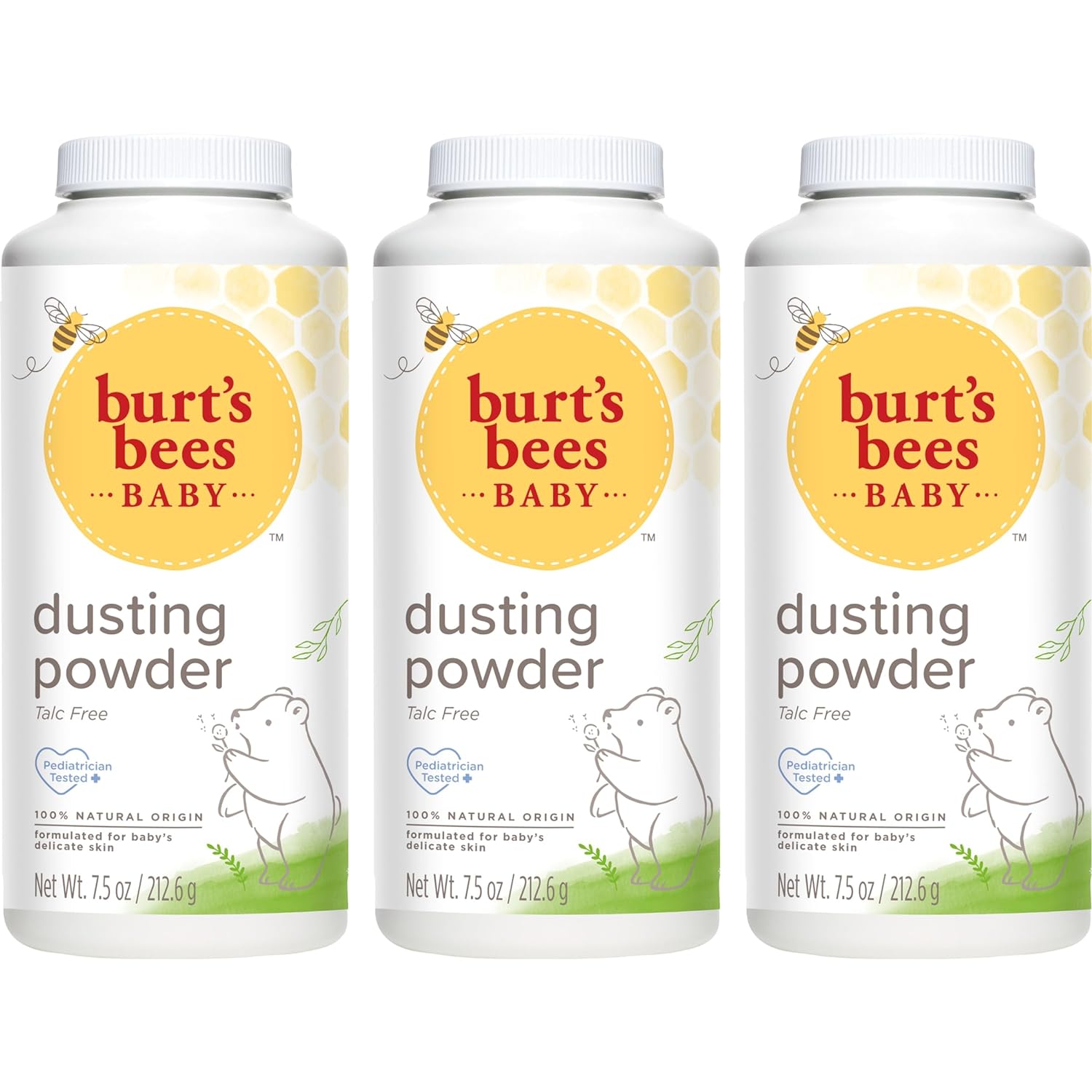 Burt'S Bees Baby Dusting Powder, 100% Natural Origin, Talc-Free, Pediatrician Tested, 7.5 Ounces, Pack Of 3, Pack May Vary