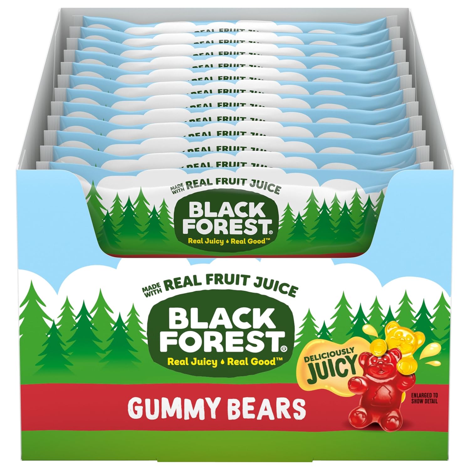 Black Forest Gummy, Bears, Fruit Flavor, Deliciously Juicy, Made With Real Fruit Juice, School Snacks, 3 Oz, 12 Ct