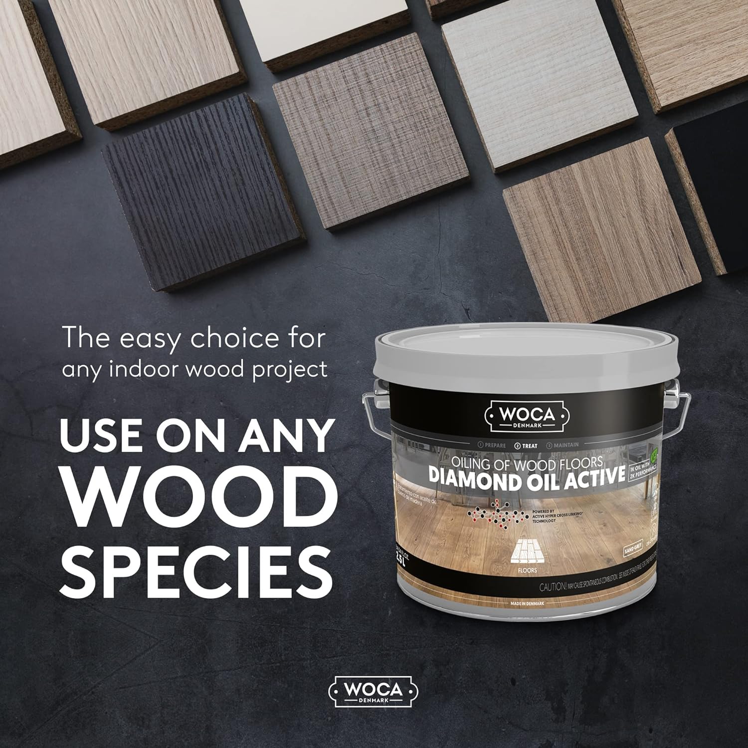 WOCA Denmark Diamond Oil Active, Sand Grey |250 ml| Wood Finish - Low VOC Plant Based Penetrating Wood Oil for Untreated, New, or Newly-Sanded Wooden Surfaces - Amazon.com