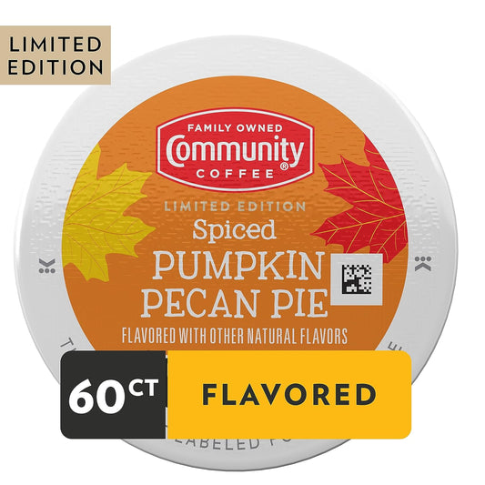 Community Coffee Spiced Pumpkin Pecan Pie Flavored 60 Count Coffee Pods, Medium Roast Compatible with Keurig 2.0 K-Cup Brewers, 10 Count (Pack of 6)