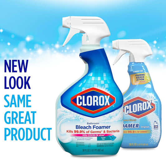 Clorox Disinfecting Bathroom Foamer With Bleach Original, Household Essentials, 30 Ounce Spray Bottle (Package May Vary)