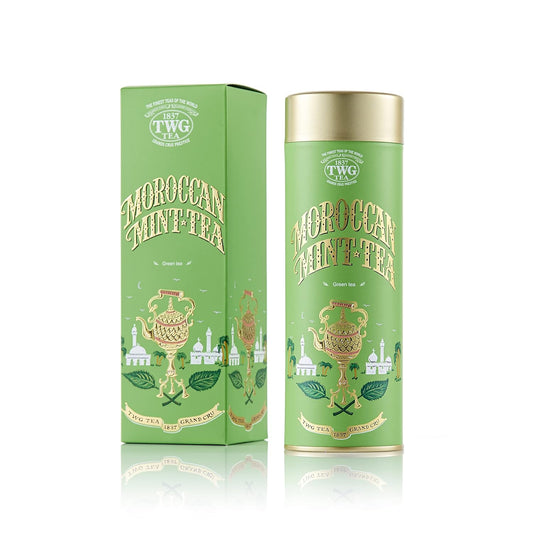 Twg Tea | Moroccan Mint Tea | Green Tea | Spearmint Leaves | Haute Couture Tin, 100G | Gift Set