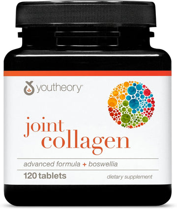 Youtheory Joint Collagen Advanced - Collagen Supplement - Joint Support & Health - Collagen For Bones And Joints For Women & Men - With Boswellia Extract, Turmeric & Quercetin - 120 Tablets