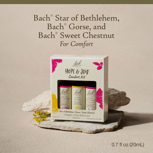 Bach Original Flower Remedies, Hope And Joy Kit, For Comfort And Optimism, Natural Homeopathic Flower Essence, Holistic Wellness, Vegan, 3 X 20Ml Droppers