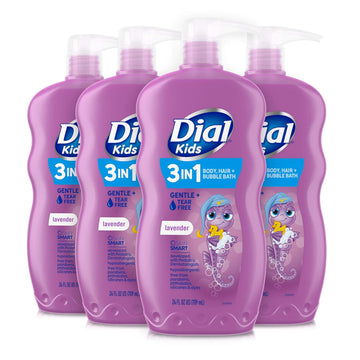 Dial Kids 3-In-1 Body+Hair+Bubble Bath, Lavender Scent, 24 Fl Oz (Pack Of 4)