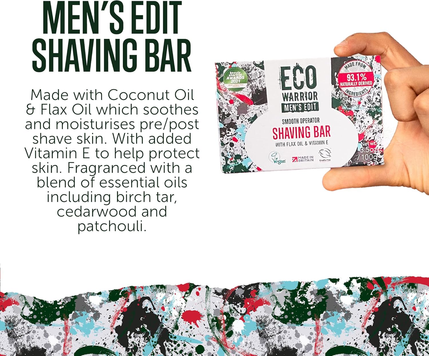 Eco Warrior Men's Shaving Soap Bar | Coconut & Flax Oil With a Blend of Cedarwood, Birch Tar & Patchouli Essential Oils | Vegan, Cruelty Free, eco friendly | No SLS or Parabens | 100g : Amazon.co.uk: Health & Personal Care