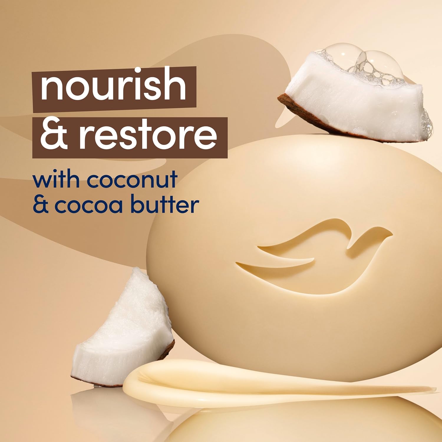Dove Beauty Bar Soap Restoring Coconut & Cocoa Butter 6 Count For Restored Skin, Nourishes Skin 3.75 Oz : Beauty & Personal Care