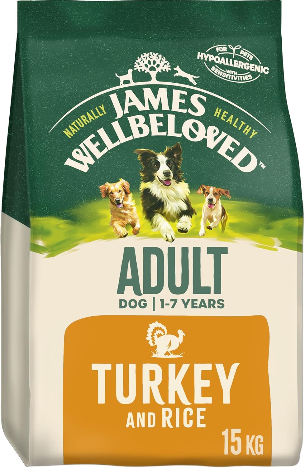 James Wellbeloved Adult Turkey & Rice 15 kg Bag, Hypoallergenic Dry Dog Food?02JT1