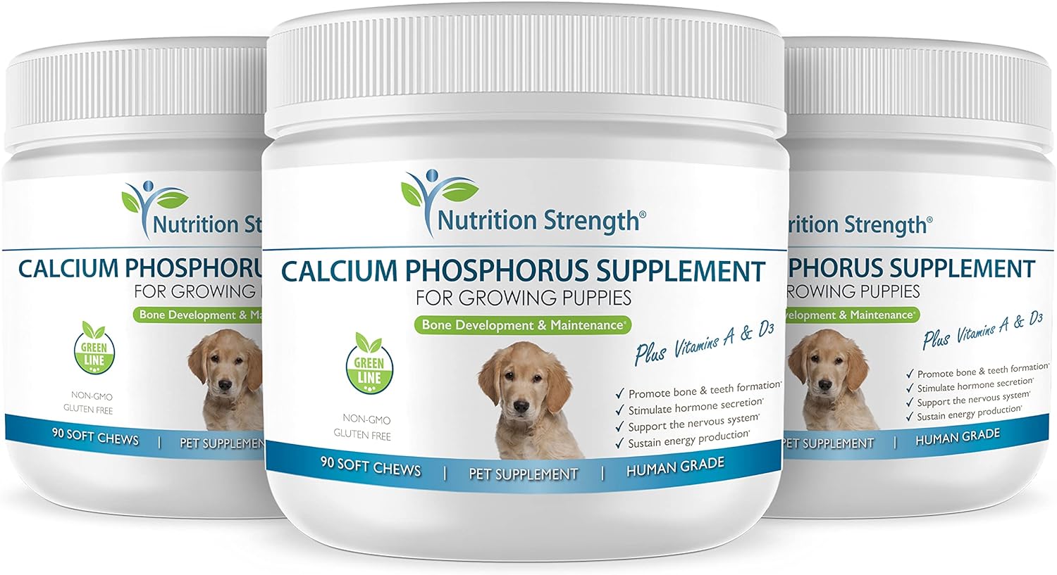 Nutrition Strength Calcium Phosphorus for Dogs Supplement, Provide Calcium for Puppies, Promote Healthy Dog Bones and Puppy Growth Rate, Dog Bone Supplement, 90 Soft Chews : Pet Supplies