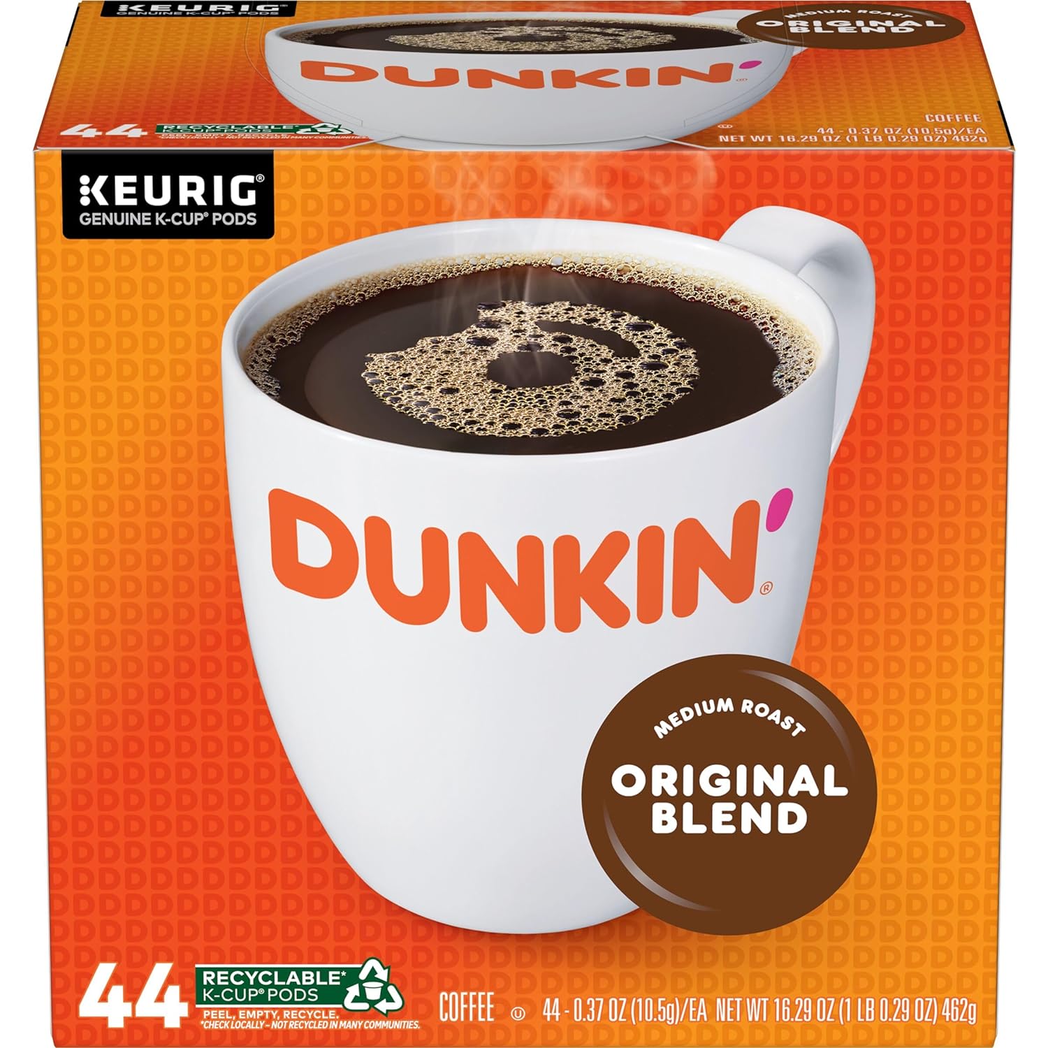 Dunkin' Original Blend Medium Roast Coffee, 176 Keurig K-Cup Pods