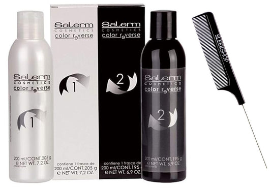 Salerm Cosmetics Color Reverse, Hair Color Remover (W/Sleekshop Stinaface Steel Rat Tail Comb) Remove Haircolor Dye Eraser (Step 1 + Step 2 (7 Ounce Bottles)) : Beauty & Personal Care